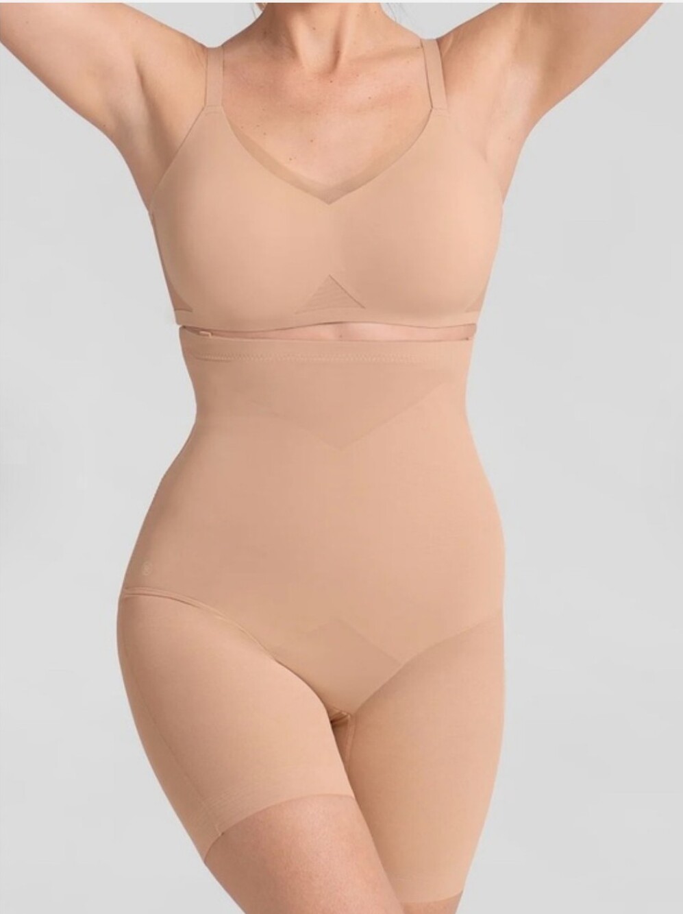 Honeylove Super Power High-Waisted Shapewear Shorts in Tan